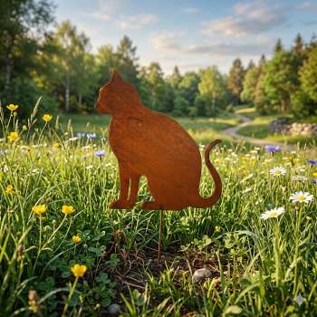 Beetstecker Katze – sitzend, in Rostoptik